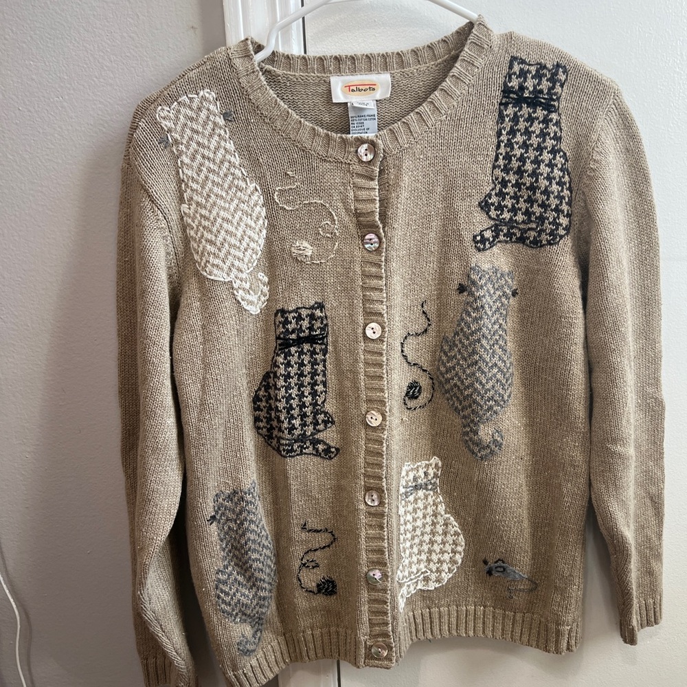 Vintage Talbots Cat Cardigan